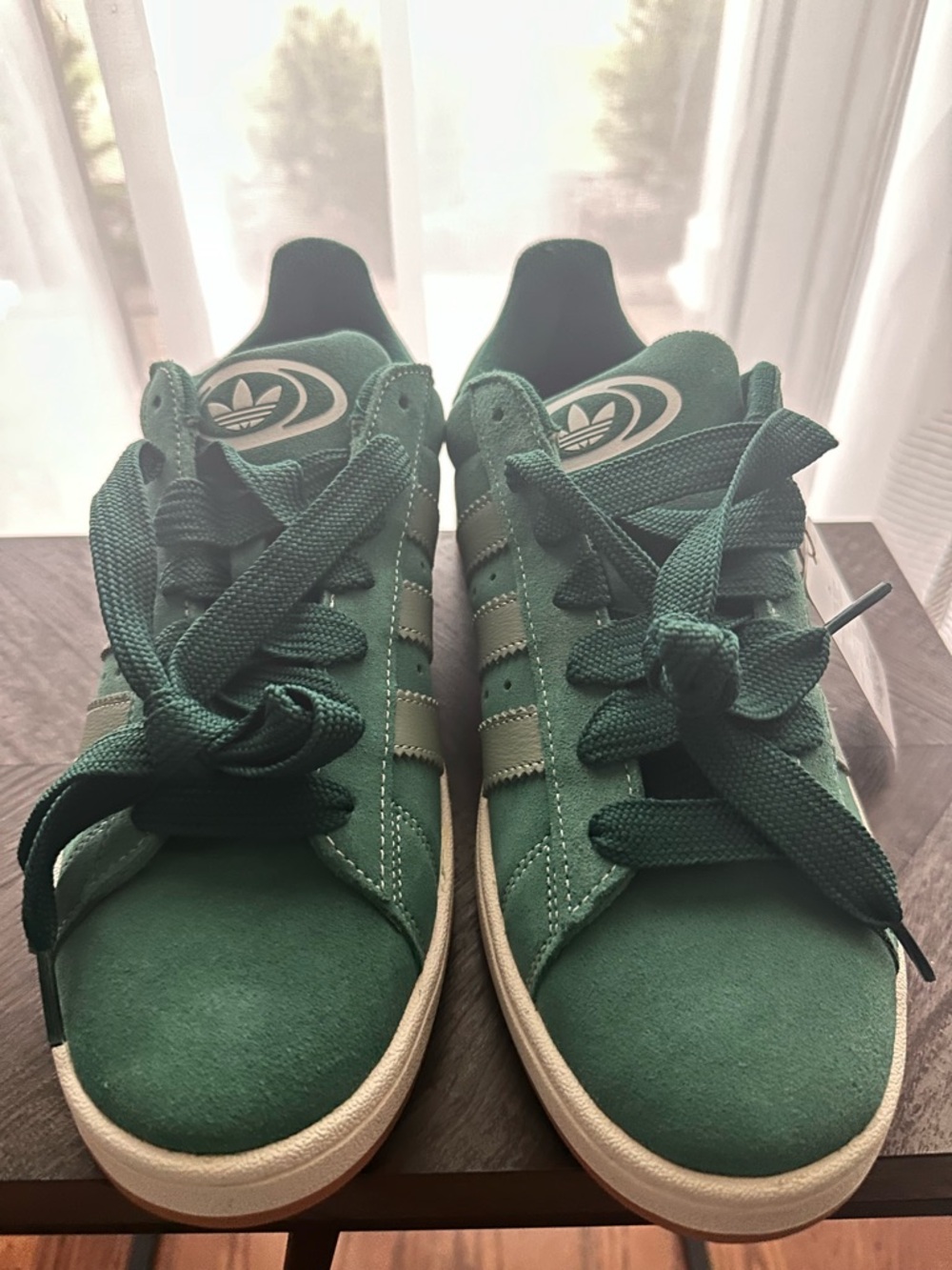 adidas Campus 00s Green Suede Sneakers with White Stripes